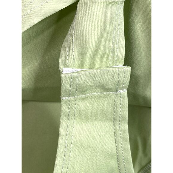 NEW Ruffled Off Shoulder Tie Key Hole Bodysuit Puff Sleeves Snap Crotch S Green - Picture 10 of 14